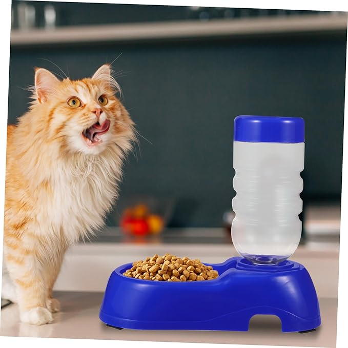 balacoo Dog Waterer Pet Food Feeder and Water Water Dispenser Bowl Gravity Water Bowl for Dogs Cats (Blue)