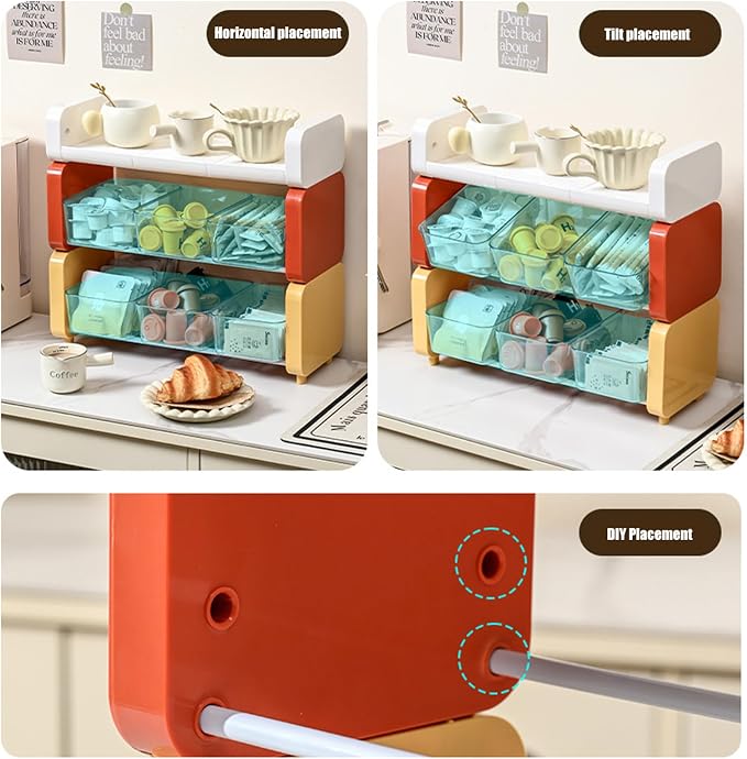 Colorful Teas Bag Organizers Shelf Teas Bag Organizers Portable Stand Rack with Easy Identification Features Home Organization
