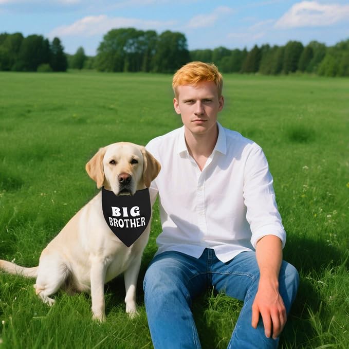 Big Brother Dog Bandana Black Small 1PCS, Adjustable Triangle Scarf | Pregnancy Announecment, New Baby for Family.
