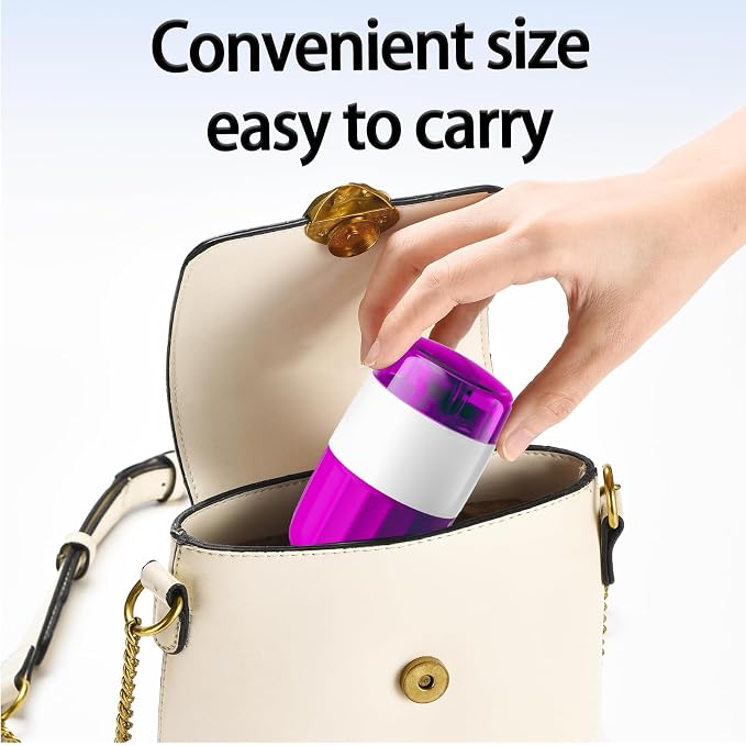 Pill Cutter Splitter for Small and Tiny Pills Vitamins Tablets, Built-in Storage Compartment, Pill Crusher Fine Powder with Stainless Steel Grinding Head,Pills Grinder with Pill Box Organizer (Purple)