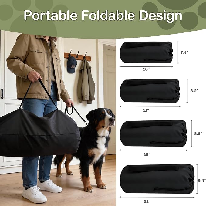 30" L Collapsible Dog Crate for Medium Dogs, Soft Pet Crate with 4-Door Mesh, Portable Dog Kennel for Travelling, Green