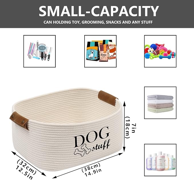 Morezi Durable Cotton Rope Dog Toy Storage, Large Dog Bin, Pet Bed, Puppy Toy Box - Perfect for Organizing Pet Toys, Blankets, Leashes, Clothing and Any Doggie Stuff - Beige