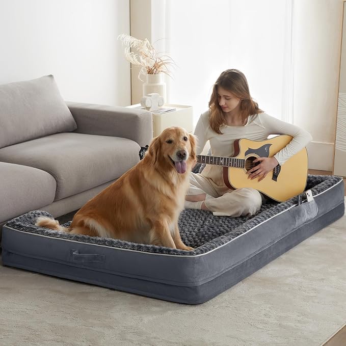 WNPETHOME Orthopedic Washable Human Dog Bed for Adult & Dog Cozy Sleep | Human Size Waterproof Big Soft Dog Couch Sofa Bed for Dogs & Adult Relax with Removable Cover Pet Bed Dark Grey 61x43 Inch