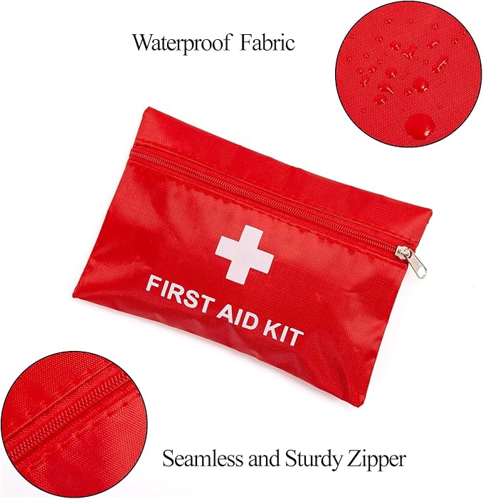 First Aid Bag Empty,Mini First Aid Pouch Empty,Mini First Aid Kit Bulk,Zipper Pouches for Emergency,Travel and Outdoor (Red 12 Pack, 4.3 * 6.3 inch)