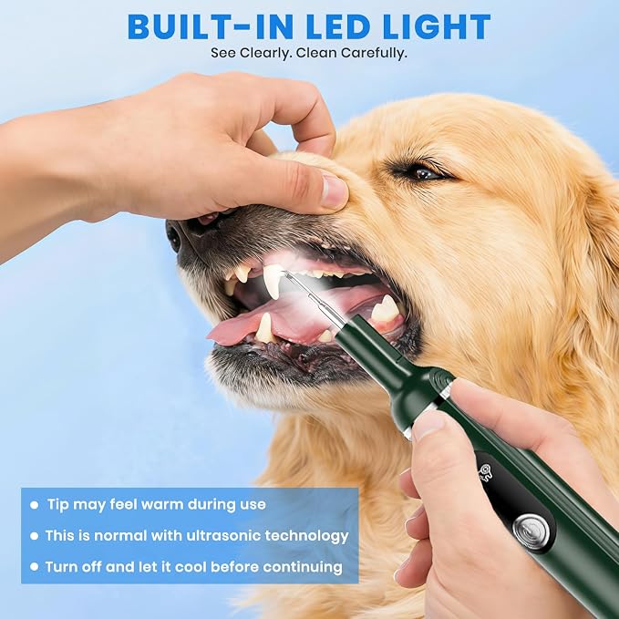 Dog Plaque Remover for Teeth,Pet Ultrasonic Tooth Cleaner,Green | dog teeth cleaning,plaque remover for teeth,dog tartar and plaque remover,plaque off for dogs,5 Mode Pet Teeth Cleaning Kit