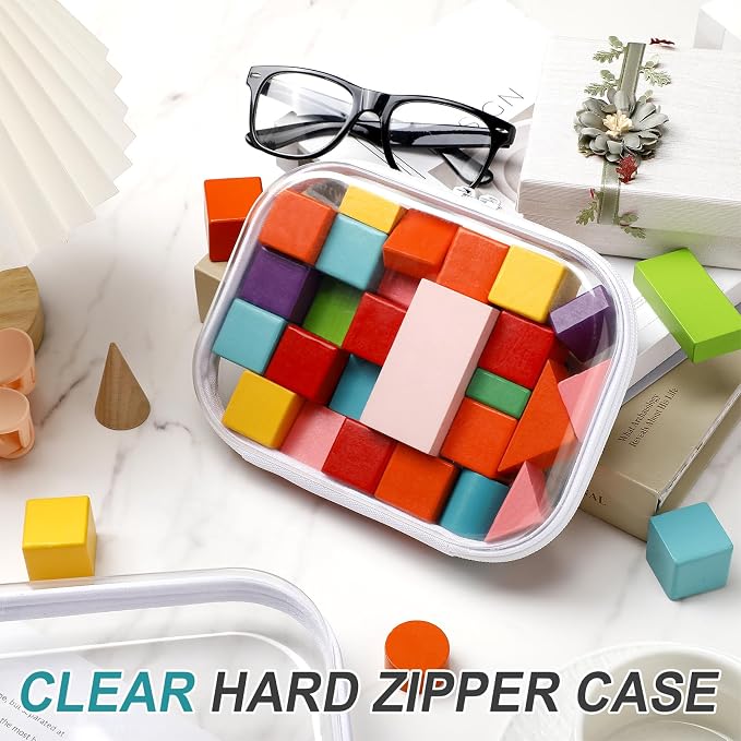 Ceenna 2 Pcs Clear Zipper Case Hard Shell Pouches,2 Medium | Multiple Sizes Plastic Makeup Bags Pencil Case Organizer Diaper Bag Pouches Clear Travel Toiletry Bag for Women