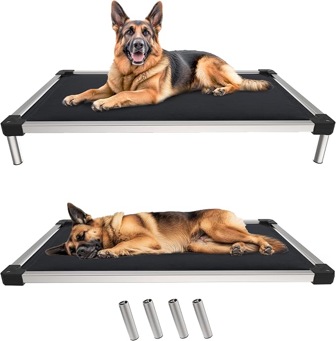 FXW TitanNest Padded Chew-Proof Elevated Dog Bed for Large Dogs | Easy to Clean, Pre-assembly Raised Cot, Indoor/Outdoor/Camping, 47 x 29 x 7.3in