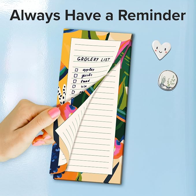 X-bet MAGNET Magnetic Notepads for Fridge, 4 Pads x 50 Sheets, Grocery List | Tear-Off Grocery & Shopping List Pad with Magnetic Backing, Sticks to Fridge for Notes, Reminders & To-Dos