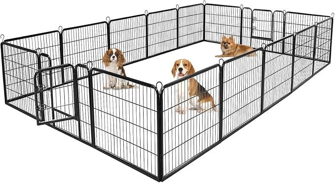 BestPet | Dog Playpen | 32", 16 Panels | Heavy Duty Metal Pet Exercise Pen | Indoor/Outdoor Fence Panels | Rust-Resistant, Removable, Tool-Free Setup | Anti-Skid, Expandable Design
