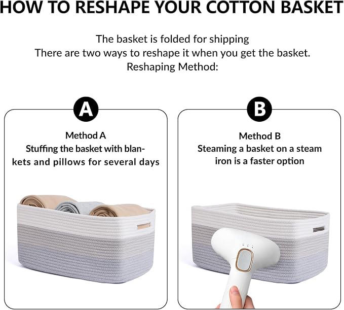 MiniArk Large Storage Baskets for Organizing, 17 x 13 x 7.5” Closet Shelf Baskets for Clothes Blanket Towels, Baby Nursery, Toy Bins Box, Woven Rope Baskets, 4 Packs Gradient Grey