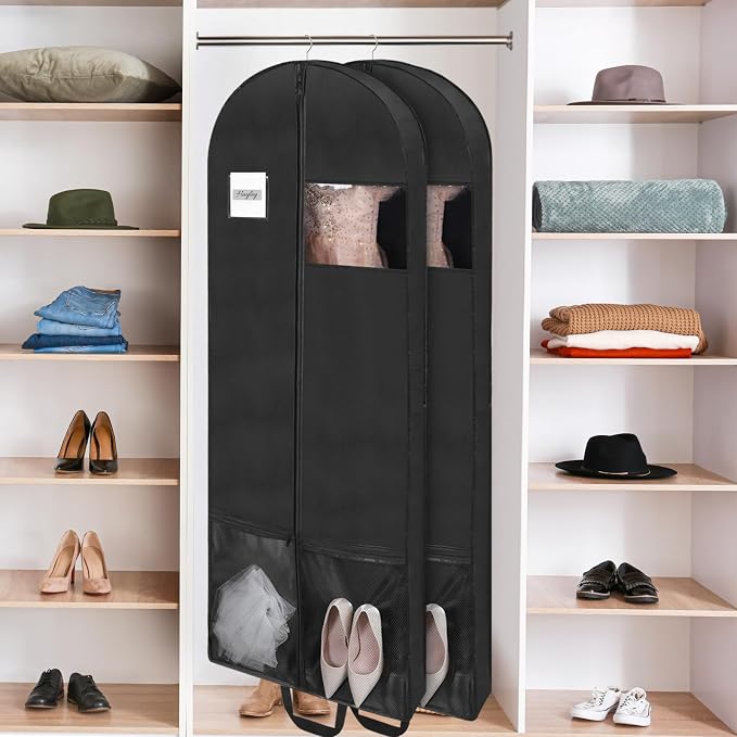2 Pack 65" Long Garment Bags for Dress Travel Garment Bag