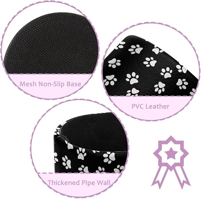 White Dog Paw Print Black Background Pencil Box, Multiple-Use Desk Writing Stationary Organizer Pen Holder Cups Office School Supplies Storage