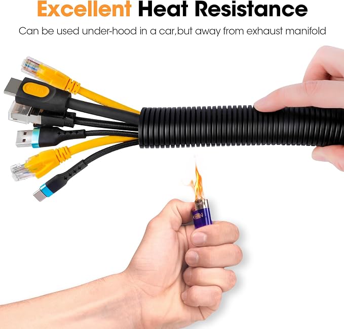 40 FT Wire Loom 1 Inch, Split Wire Loom Tubing Wire Conduit, Wire Protector Tubing – Black