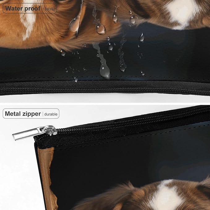 Puppies Dogs Pets Animals Cosmetic Bag for Women Small Cute Makeup Bag for Purse Waterproof Pu Leather Mini Makeup Pouch Aesthetic Portable Fabric Mini Zipper Pouch for Travel