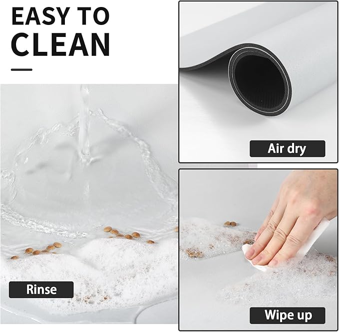 HotLive Dog Food Mat - Absorbent Cat Mat for Food and Water, No Stains Pet Feeding Bowl Mat, Easy to Clean Pet Placemats, Quick Dry Dog Water Dispenser Mat for Messy Drinkers | Paw Light Grey 12"x 19"