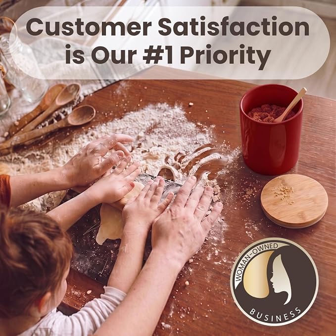 Arthausen Red Ceramic Storage Jar Canister for Flour Sugar - Airtight Bamboo Lid w/Silicone Seal, Spoon - Modern Abstract Art Design for Kitchen Counter Bathroom - 4 cup / 1080mL