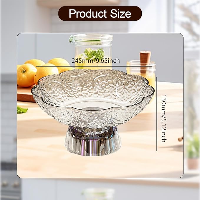 Fruit Bowl Pedestal Bowl Footed Wedding Fruit Stand Multipurpose Storage Organizer for Kitchen Counter Snack Bread Dessert, C White and Silver