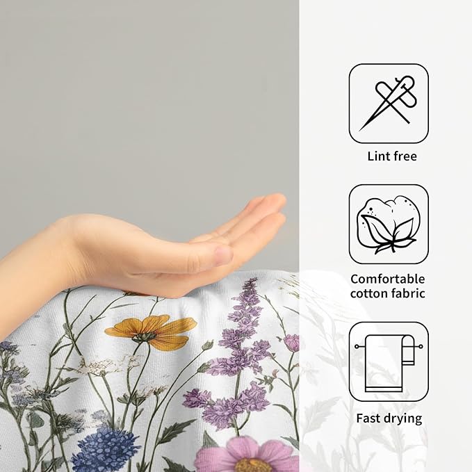 Giwawa Flower Herbs Hand Towels Set of 2 Botanical Plant Decorative Bath Towels Soft Absorbent Kitchen Dish Towel Yoga Gym Spa Bathroom Washcloth