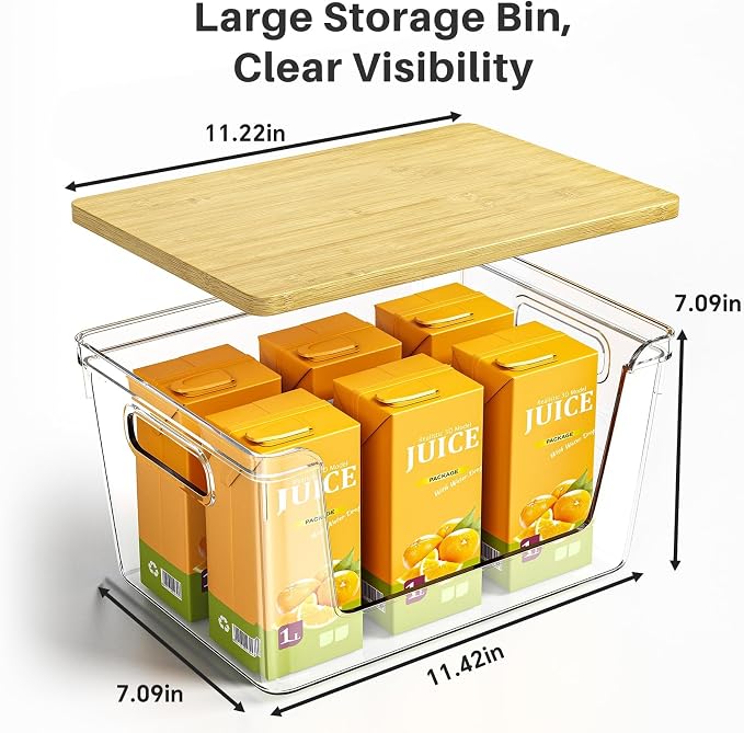 3 Set Pantry Organizer and Stackable Storage Kitchen,Sturdy and Durable Storage Basket for Potato, Onion, Garlic, Fruit, Vegetable, Produce, Clear Plastic Storage with Lid&Handle