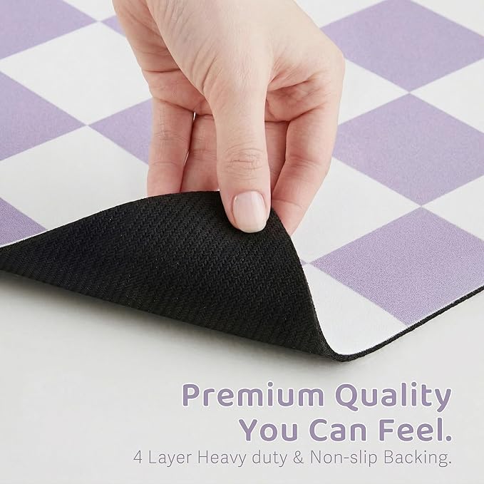 Ralxion Checkered Dog Feeding Mat, Absorbent Mats for Dog Food and Water Bowl, Dispenser, Aesthetic Purple Checkerboard Pet Placemat for Dogs, Cats, Puppy Accessories (Purple, 12 x 19)