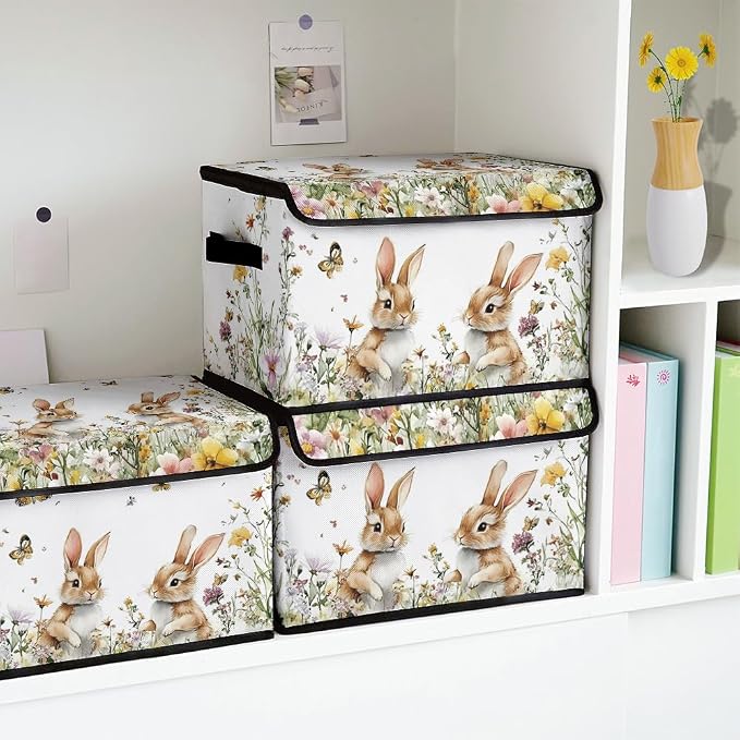 Stackable Clothes Storage Bins with Lids 3 Pack. | Closet Organizers Fabric Cat Printing Box for Home and Office,Blanket Clothes Organizers,Under Bed Storage Containers