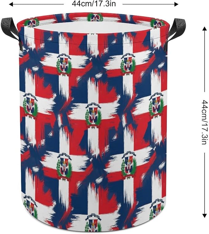 Portable Waterproof Hamper Dominican Republic Grunge Flag, Foldable Laundry Basket with Handles for Bedroom, Bathroom, and Clothes Storage