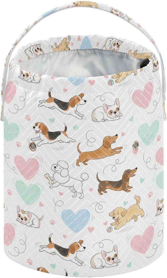 Cute Pets White Dogs Crochet Bag Organizer Portable Yarn Storage Bags with Handle Yarn Holder Small Crochet Accessories Knitting Bag for Knitting Kit Supplies Travel
