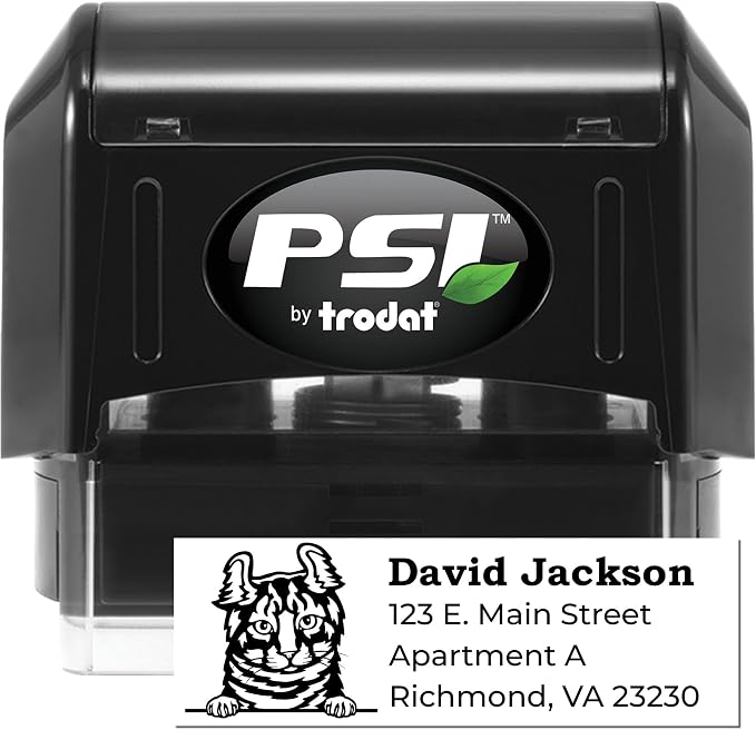 Highlander Cat Custom Address Stamp for Training Manuals, Personalized Handcrafted Rubber Stamper with Feline Design, Self-Inking Return Address Labels for Home Office, 7/8 X 2-1/4 Inches