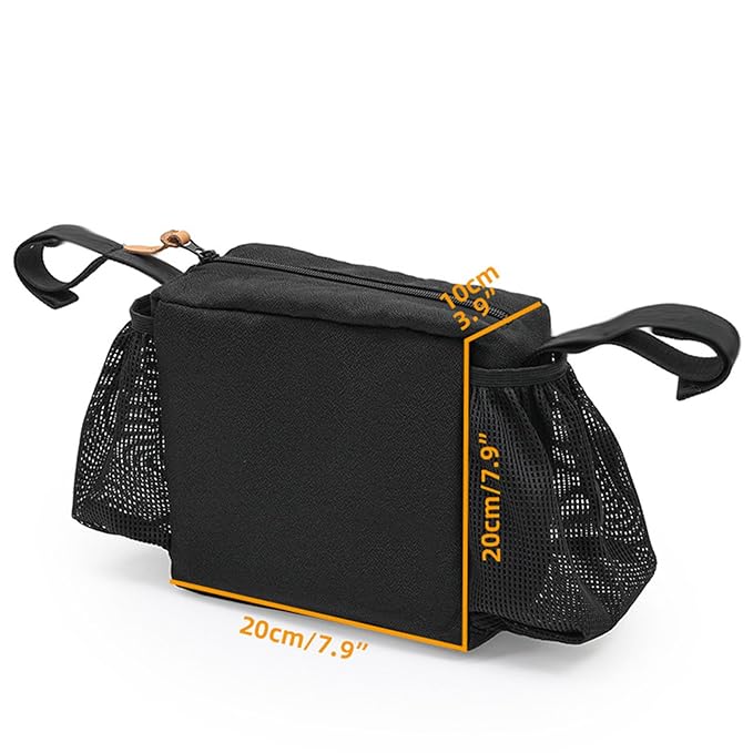 Haofy Dog Stroller Caddy Organizer Large Capacity Hanging Bag for Pet Stroller Accessories Multifunctional Storage Pockets Water Bottle Holder Pet Travel Hiking Camping Carrier (Black)
