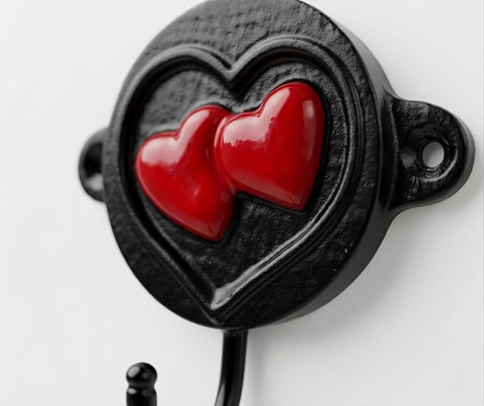 Aluminium Heart Print Wall Hook for Entryway, Bedroom & Bathroom | Decorative Heavy Duty Wall Mounted Coat Hook for Keys, Hats, Towels, Bags & Home Décor Organizer