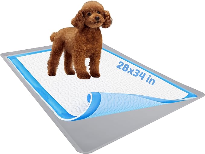 Dog Pee Pad Holder - Fits Up to 28” x 34” Pee Pad - 1 Pack - Light Grey | Stable Grip, Soft Edges, Quick Wipe Silicone Surface, Dog Pad Holder for Indoor Flooring Protection