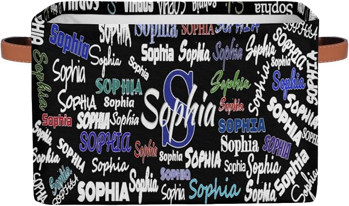 Custom Storage Basket, Personalized Name Rectangle Organizer Bin for Pet/Children Toys, Books, Clothes, Perfect for Rooms/Playroom, Solid Black Color