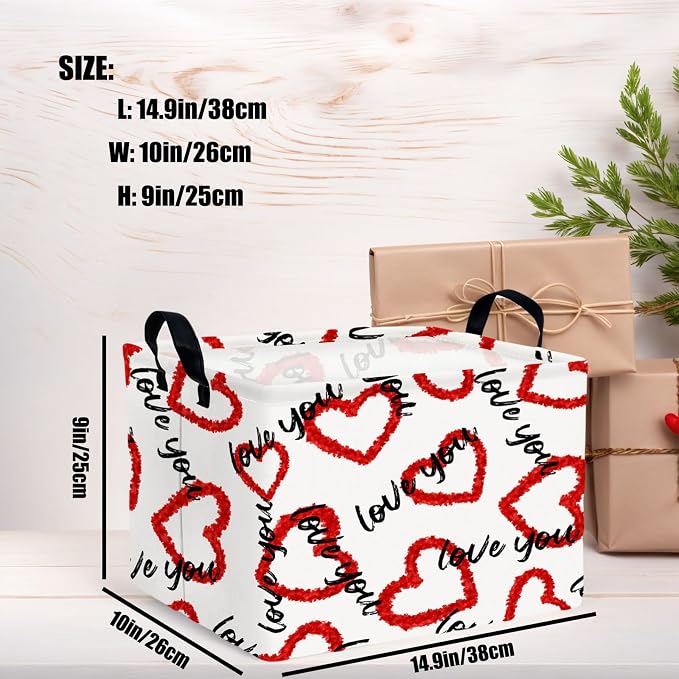 Valentine's Day Basket Gift for Empty Cute Heart Large Storage Bin for Kid and Baby Room Décor (Love You Red Love)