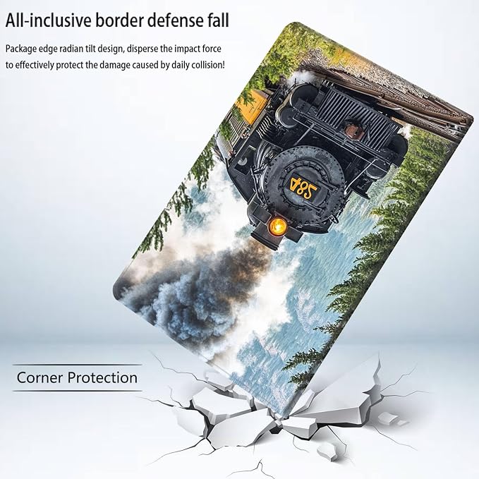 Bxgolkgd Tablet Case for Samsung Galaxy Tab S6 Lite 10.4 Inch (2024/2022/2020),Shockproof Stand Cover with Heat Dissipation,Auto Wake/Sleep Function,Vintage Steam Locomotive