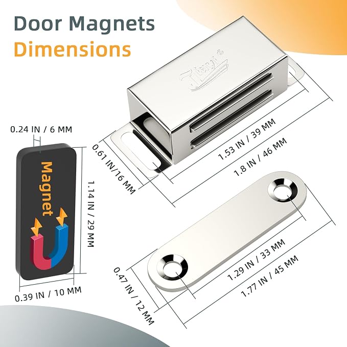 Kitchen Cabinet Magnetic Catch Jiayi 6 Pack Magnetic Door Catch Stainless Steel Drawer Magnet for Cabinet Door Catch Cupboard Magnetic Closures for Cabinet Magnetic Latches Cabinet Closer