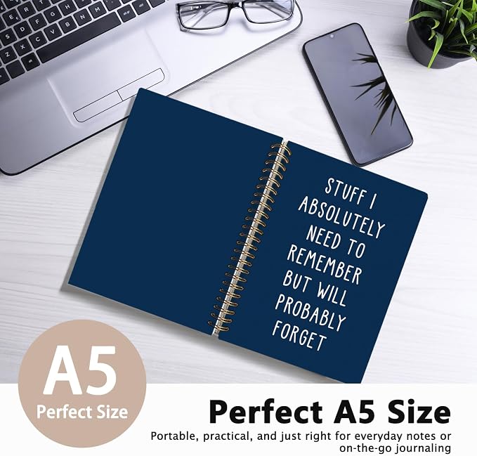 LIANGW Funny Navy Blue Notebooks for Work, Coworker Office Gifts for Women | Funny Work Gifts for Coworkers & Boss, Fun Spiral Notebooks Journals for Writing, Funny Office Supplies 5.5x8.3 Inch