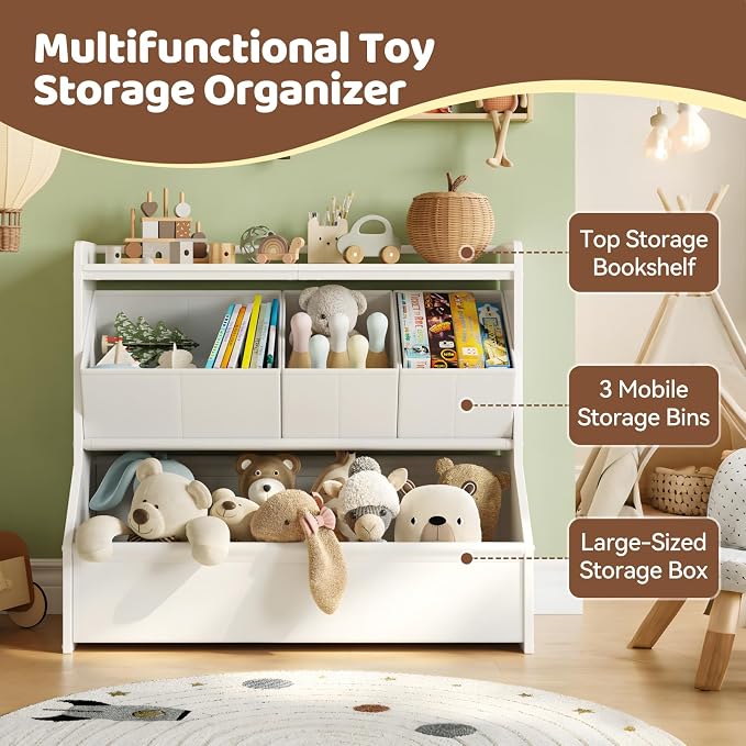 FOUCSSOMEI Kids Toy Storage Organizer for Easy Toy Cleanup and Organization | Stable child-friendly design helps create a safer everyday storage solution Patent Design