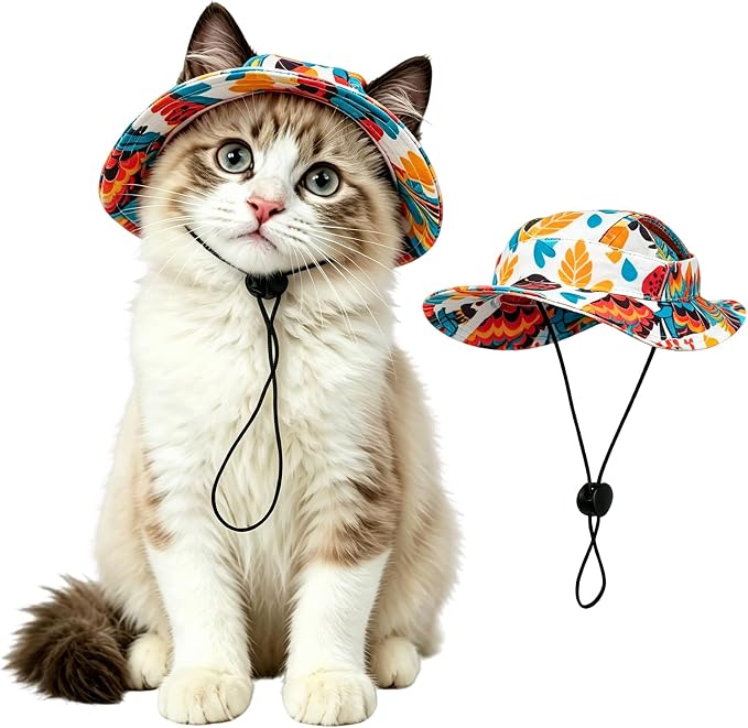 Cat Hats for Cats Only, Cat Sun Hat Sphynx Hat with Ear Hole Kitten Headwear Sun Sombrero Caps Summer Cat Cowboy Hats, Pet Chihuahua Sunscreen Baseball Outdoor Cap