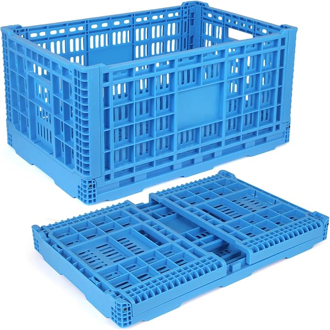 72L Plastic Milk Crate for Storage, Hold 130 lbs Per Bin, | Collapsible Storage Bins, Heavy Duty Storage Crates for Organizing Tools, Books, Food, Drinks, Camping & Transport