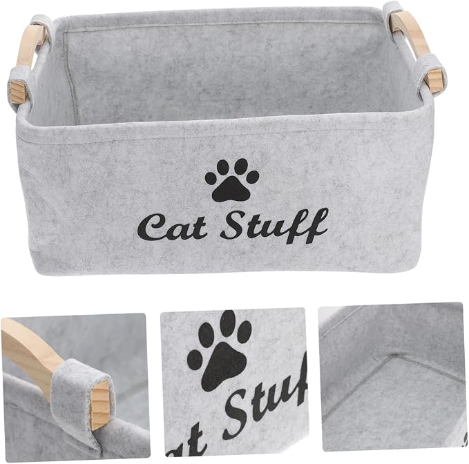 Toyvian Sundries Storage Organizer Bin Portable Handle Stylish Container for Pet Toys Clothing and Decorative Storage for Home and Office