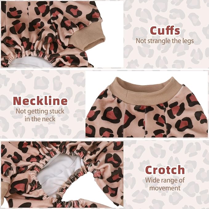 PUPTECK Soft Fleece Dog Pajamas for Small Medium Dogs, Dog Onesie Puppy Sweaters Clothes Jumpsuit Pjs, Cute Jammies Cat Coat Pet Costume Apparel
