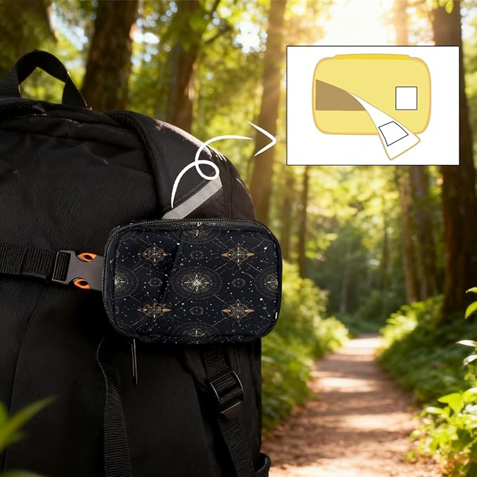 Travel Pill Organizer Black Gold Astrology Compass Small Pill Case