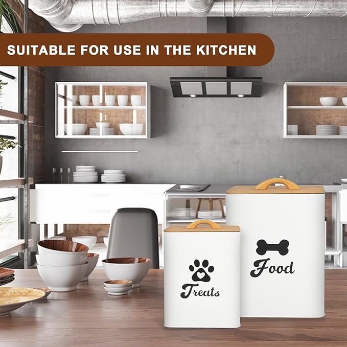 Dog Treat Container 2PCS, Dog Food Storage Container with Lids Airtight, Dog Treat Jars for Kitchen Counter-7+3Lbs, Small Dog and Cat Cookie Jar for Storage, Pet Treat Container (Upgraded) White