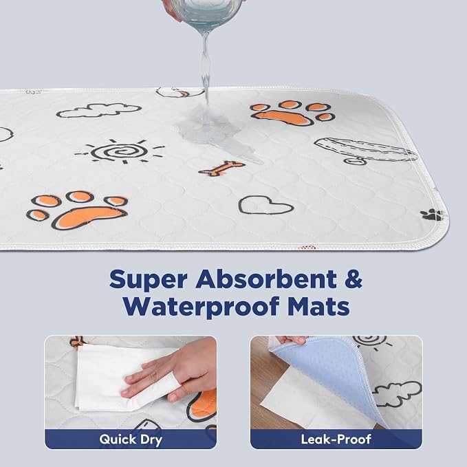 FURTIME Washable Pee Pads for Dogs, Super Absorbent, 1 Pack 72"x72" Gray | Reusable Training Dog Pads, 100% Waterproof Non-Slip Dog Mat for Training, Whelping, Housebreaking, for Playpen, Crate