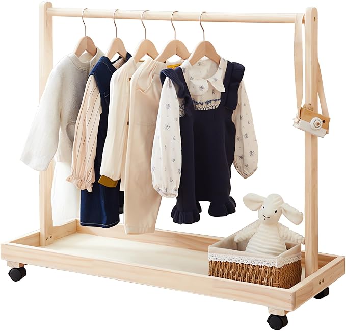 Baby Garment Rack, Kids Clothing Rack with Storage Shelf & Hanging Rod | Mini Closet Rack, Children Clothes Garment Rack, for Bedroom,Playroom,Nursery,Laundry, Pets Clothing Rack for Dogs Cats Dolls