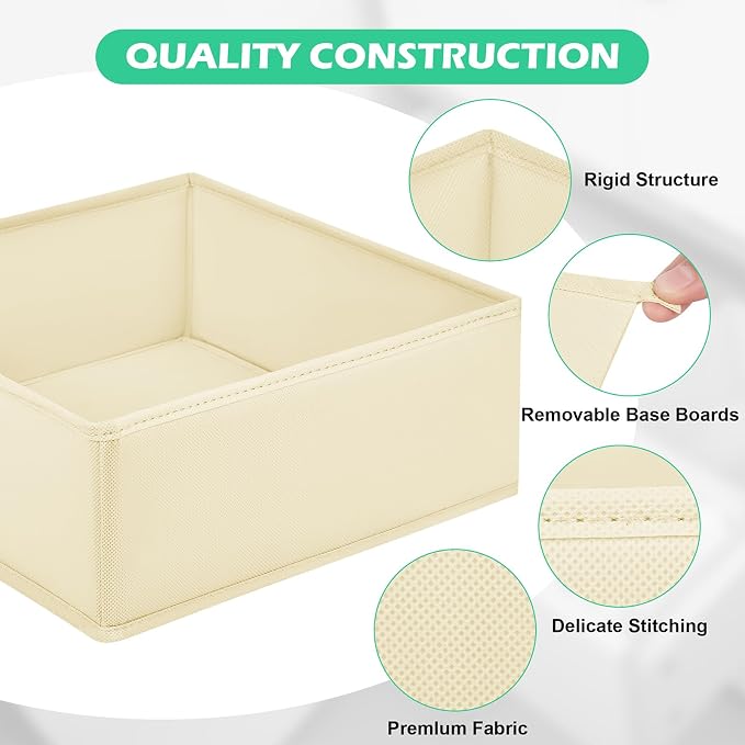 Drawer Clothing Organizer 16-Pack,Beige Underwear Dividers | Multiple sizes Fabric Folding Wardrobe Organizer,Storage Bins Store Baby Clothes, Bras, Underwear,Panties,Belts,Socks,Ties