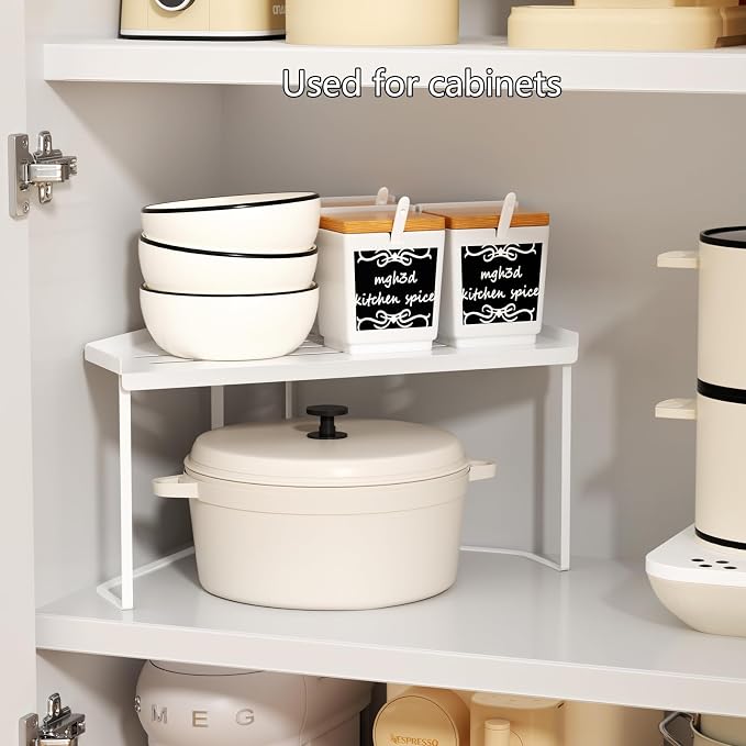 Stackable Metal Kitchen Cabinet Organizer,Kitchen Corner Shelf with Non-Slip Mat,Bathroom Organizer,Storage Shelf for Cabinet/Bathroom/Countertops/Utensils