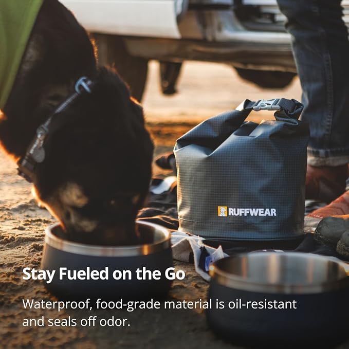 Ruffwear, Kibble Kaddie Dog Food Travel Bag, Basalt Gray | Roll-Down Closure Storage, Easy-Pour Spout, Compact Waterproof Odor-Sealing Liner with Stash Pocket, 10L/42 Cups