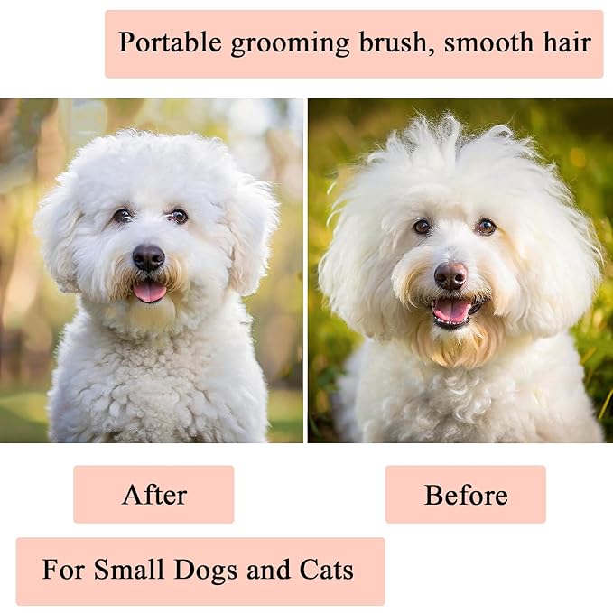 Dog Grooming Brush, Soft Puppy Massage Brush, Pet Hair Bathing Brush Comb, Hangable Grooming Tool for Poodles, Teddy, Yorkies, Maltese, Shih Tzu, Chihuahua (Light Pink)