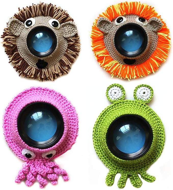 Shutter Hugger,Camera Lens Stand Camera Buddies Shutter Hugger Photography Props, Handmade Pet Knitted Lens Accessories Pet for Portable Video Devices(Color:Blue)